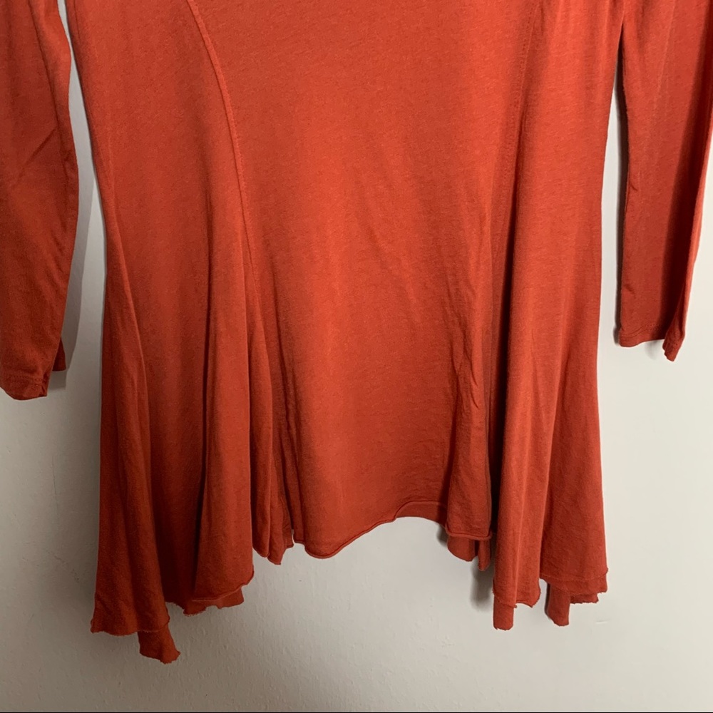 Anthropologie T.LA Womens Long Sleeve Burnt Orange High Long Swing Top XS NWT. - Picture 4 of 8